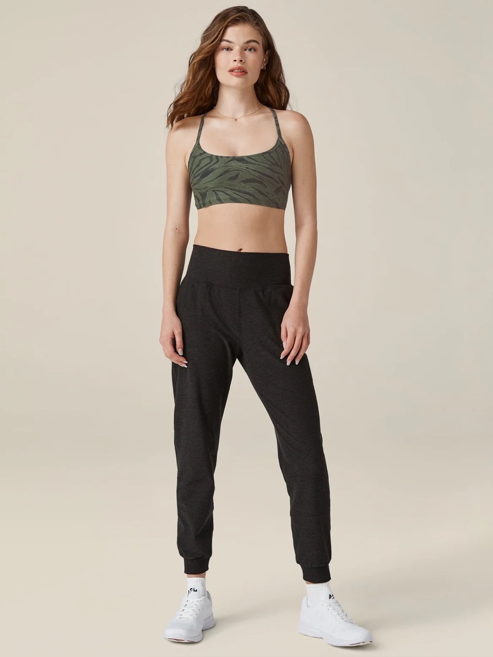 Beyond Yoga Heather Rib Midi Jogger in Darkest Night | Size X-Large